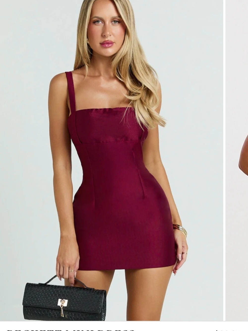 Showpo Burgundy Square-Neck Mini Dress